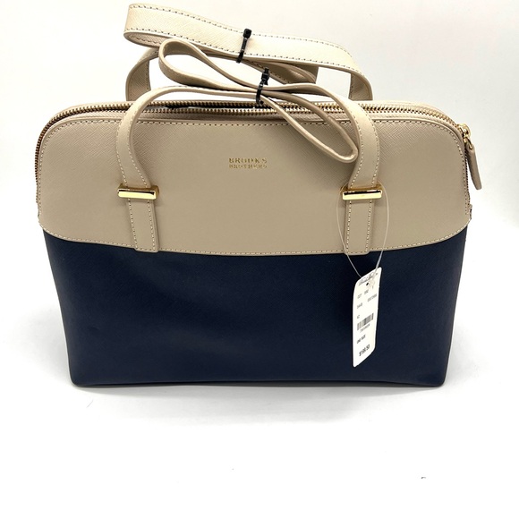 Brooks Brothers Blue and Tan Laptop Bag Elegant and Durable - Picture 1 of 2